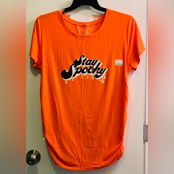 Time and Tru Tops - Time and Tru Maternity Graphic Tee Orange Size Large (12-14) Halloween Spooky